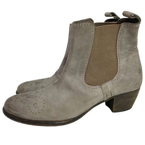 Liebeskind Berlin Leather Boots Size 7.5 Distressed Gray Womens Shoes Booties